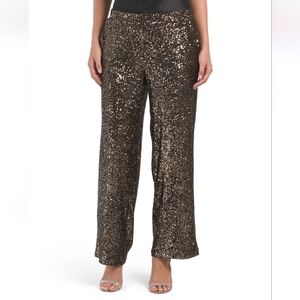 CABLE & Gauge Allover Sequin Black Gold Pants